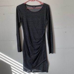 Tildon grey long-sleeve wrap dress